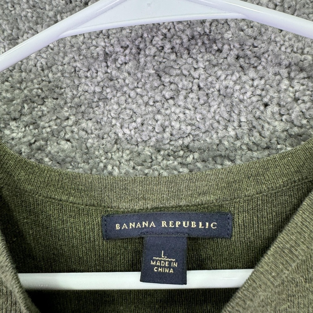 Banana Republic Shirt Mens Large Green Cotton Knit Crew Neck Pullover Casual - Picture 5 of 8
